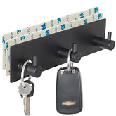 VIRFIN Key Holder for Wall with 2 Self-Adhesive Tapes, No Damage Key Holder Rack for Wall with 3 Key Hooks for Entryway, Door, Bathroom, Kitchen(Black) image 0